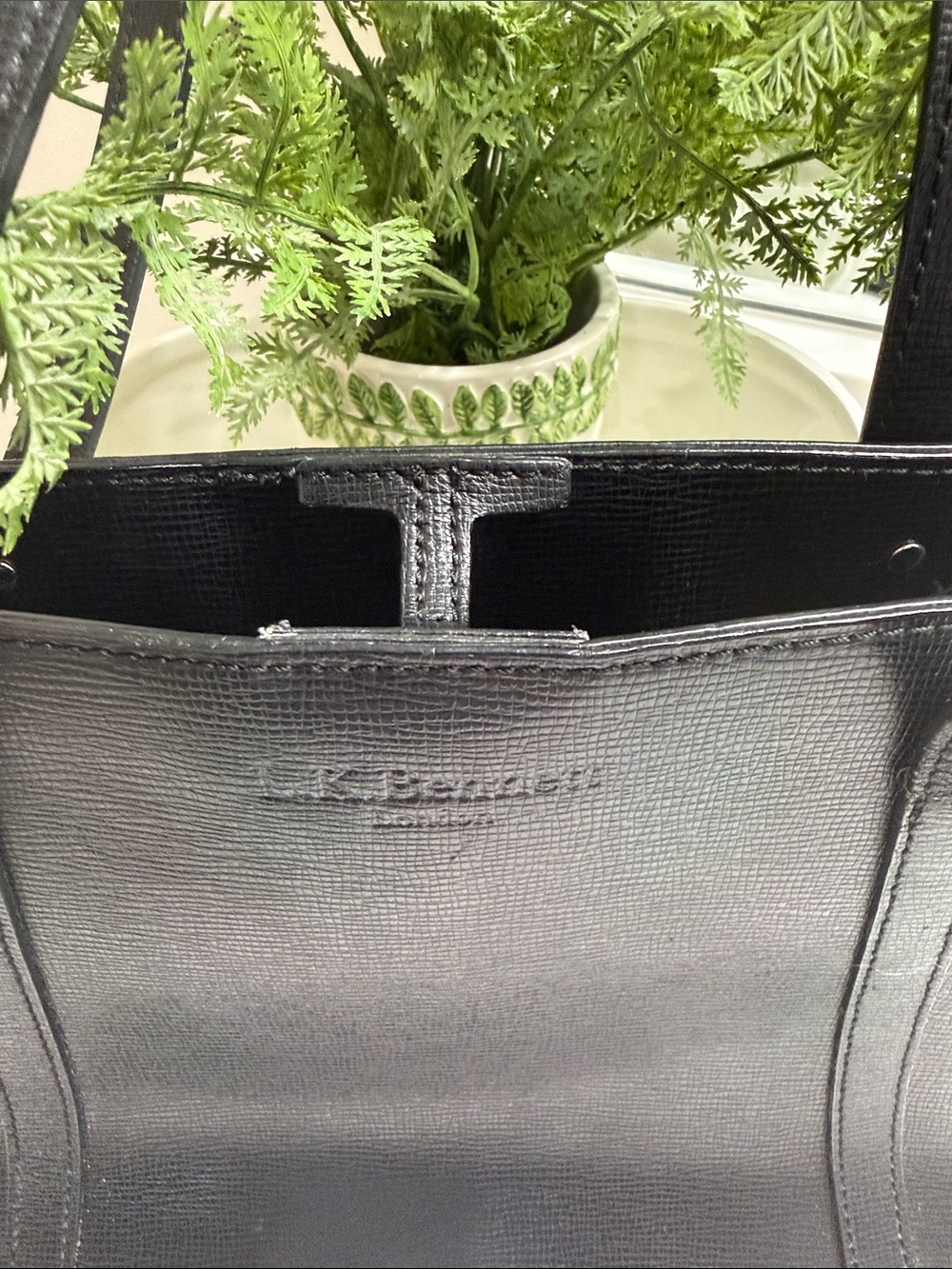 LK Bennett Black Textured Shoulder Tote